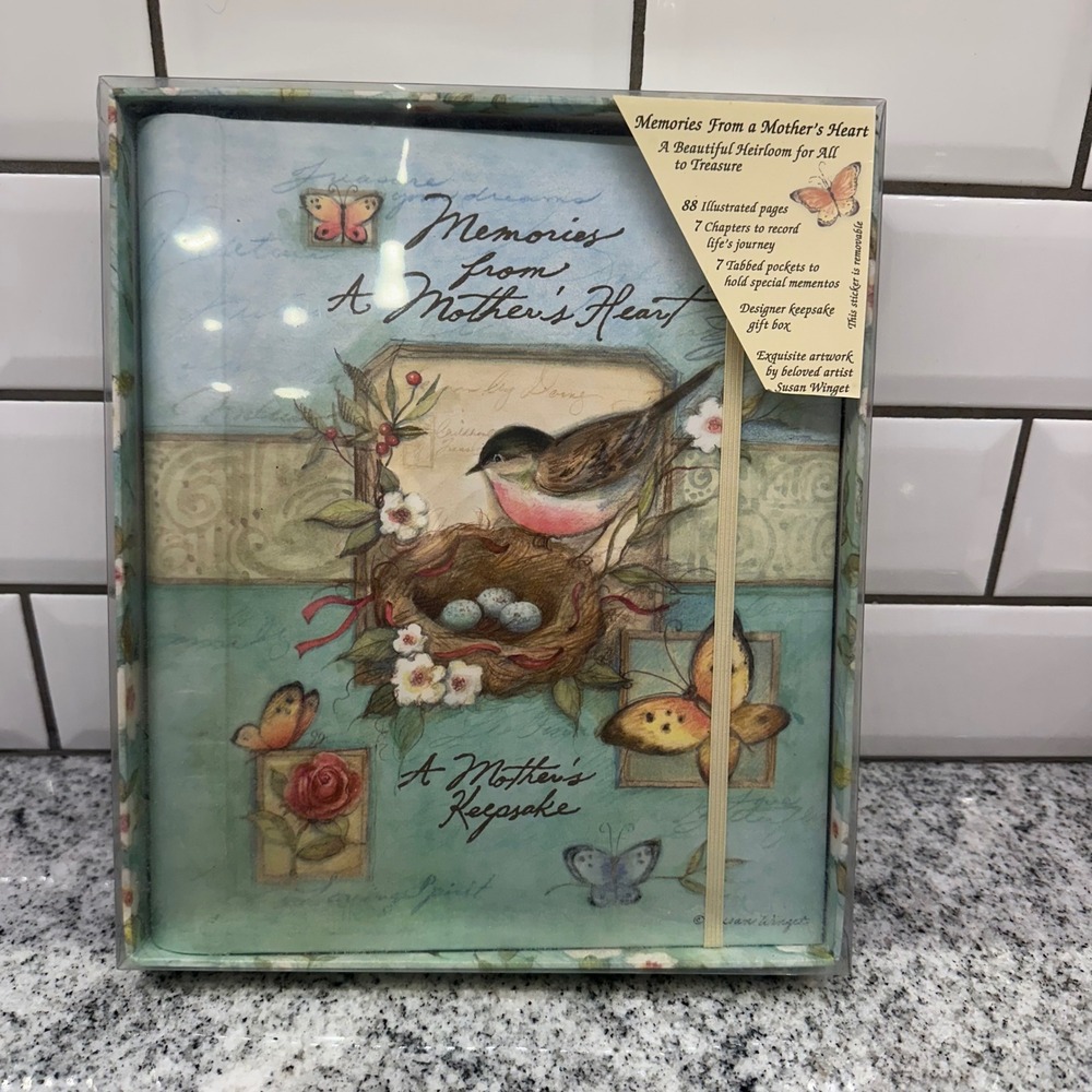 Susan Winget Mother Keepsake Journal Blue Bird Nest Butterfly Cottagecore